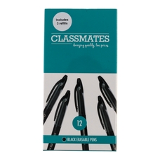 Classmates Erasable Rollerball Pen - Black - Pack of 12